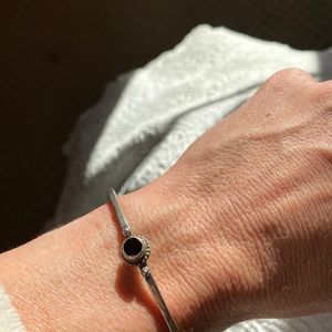 Garnet and sterling silver cuff bracelet and matching earrings